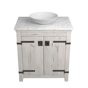 Alternate Image for Native Trails 30" Americana Vanity in Whitewash with Carrara Marble Top and Verona in Bianco, No Faucet Hole, BND30-VB-CT-MG-074
