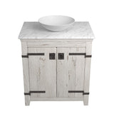 Native Trails 30" Americana Vanity in Whitewash with Carrara Marble Top and Verona in Bianco, No Faucet Hole, BND30-VB-CT-MG-074