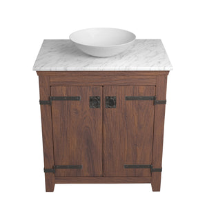 Alternate Image for Native Trails 30" Americana Vanity in Chestnut with Carrara Marble Top and Verona in Bianco, Single Faucet Hole, BND30-VB-CT-MG-075