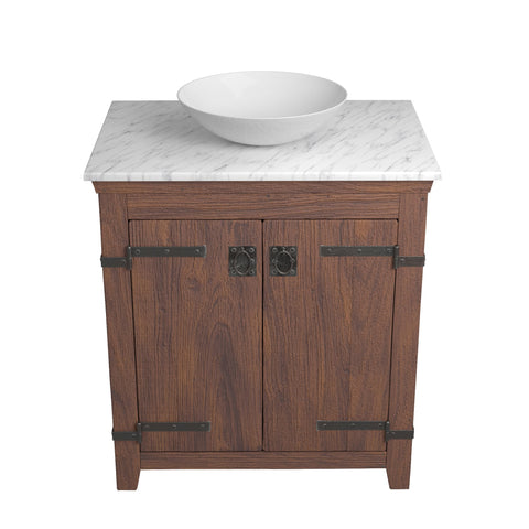 Native Trails 30" Americana Vanity in Chestnut with Carrara Marble Top and Verona in Bianco, Single Faucet Hole, BND30-VB-CT-MG-075