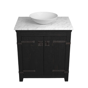 Alternate Image for Native Trails 30" Americana Vanity in Anvil with Carrara Marble Top and Verona in Bianco, No Faucet Hole, BND30-VB-CT-MG-078