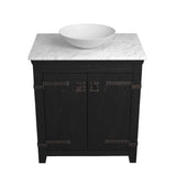 Native Trails 30" Americana Vanity in Anvil with Carrara Marble Top and Verona in Bianco, No Faucet Hole, BND30-VB-CT-MG-078