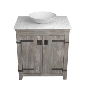Alternate Image for Native Trails 30" Americana Vanity in Driftwood with Carrara Marble Top and Verona in Bianco, Single Faucet Hole, BND30-VB-CT-MG-079