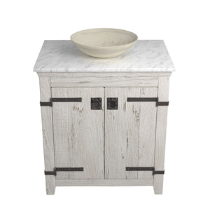 Alternate Image for Native Trails 30" Americana Vanity in Whitewash with Carrara Marble Top and Verona in Beachcomber, Single Faucet Hole, BND30-VB-CT-MG-081