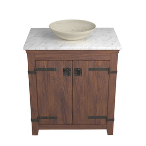 Alternate Image for Native Trails 30" Americana Vanity in Chestnut with Carrara Marble Top and Verona in Beachcomber, No Faucet Hole, BND30-VB-CT-MG-084