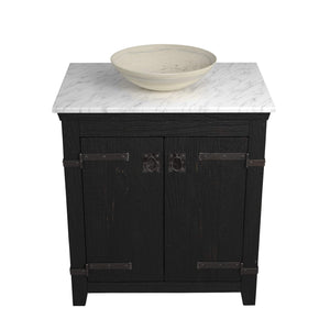 Alternate Image for Native Trails 30" Americana Vanity in Anvil with Carrara Marble Top and Verona in Beachcomber, No Faucet Hole, BND30-VB-CT-MG-086