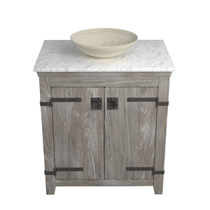 Alternate Image for Native Trails 30" Americana Vanity in Driftwood with Carrara Marble Top and Verona in Beachcomber, No Faucet Hole, BND30-VB-CT-MG-088