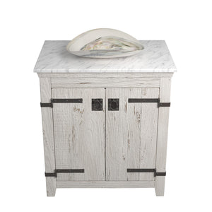 Alternate Image for Native Trails 30" Americana Vanity in Whitewash with Carrara Marble Top and Sorrento in Abalone, No Faucet Hole, BND30-VB-CT-MG-090