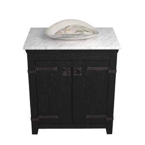 Alternate Image for Native Trails 30" Americana Vanity in Anvil with Carrara Marble Top and Sorrento in Abalone, Single Faucet Hole, BND30-VB-CT-MG-093