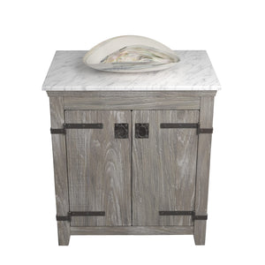 Alternate Image for Native Trails 30" Americana Vanity in Driftwood with Carrara Marble Top and Sorrento in Abalone, Single Faucet Hole, BND30-VB-CT-MG-095