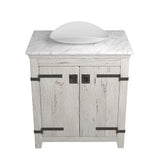 Native Trails 30" Americana Vanity in Whitewash with Carrara Marble Top and Sorrento in Bianco, Single Faucet Hole, BND30-VB-CT-MG-097