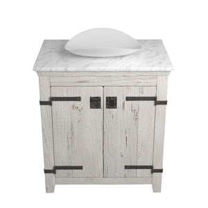 Alternate Image for Native Trails 30" Americana Vanity in Whitewash with Carrara Marble Top and Sorrento in Bianco, No Faucet Hole, BND30-VB-CT-MG-098
