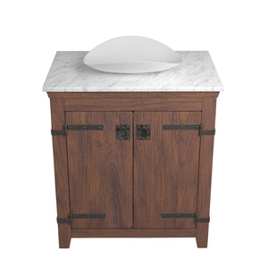 Alternate Image for Native Trails 30" Americana Vanity in Chestnut with Carrara Marble Top and Sorrento in Bianco, Single Faucet Hole, BND30-VB-CT-MG-099