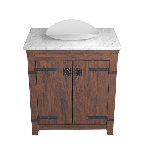 Native Trails 30" Americana Vanity in Chestnut with Carrara Marble Top and Sorrento in Bianco, Single Faucet Hole, BND30-VB-CT-MG-099