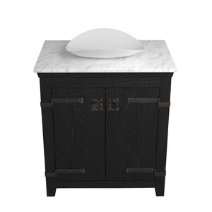 Alternate Image for Native Trails 30" Americana Vanity in Anvil with Carrara Marble Top and Sorrento in Bianco, Single Faucet Hole, BND30-VB-CT-MG-101