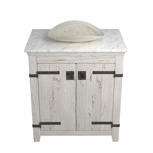Alternate Image for Native Trails 30" Americana Vanity in Whitewash with Carrara Marble Top and Sorrento in Beachcomber, Single Faucet Hole, BND30-VB-CT-MG-105