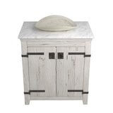 Native Trails 30" Americana Vanity in Whitewash with Carrara Marble Top and Sorrento in Beachcomber, No Faucet Hole, BND30-VB-CT-MG-106