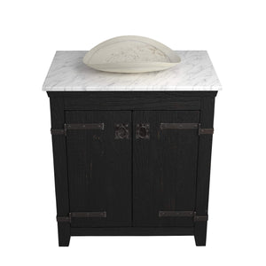 Alternate Image for Native Trails 30" Americana Vanity in Anvil with Carrara Marble Top and Sorrento in Beachcomber, No Faucet Hole, BND30-VB-CT-MG-110