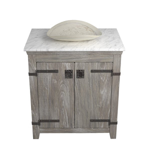 Alternate Image for Native Trails 30" Americana Vanity in Driftwood with Carrara Marble Top and Sorrento in Beachcomber, No Faucet Hole, BND30-VB-CT-MG-112