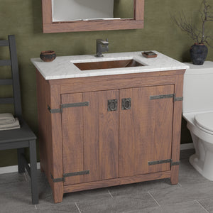 Alternate Image for Native Trails 36" Americana Vanity in Chestnut with Carrara Marble Top and Avila in Antique, Single Faucet Hole, BND36-VB-CT-CP-003
