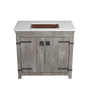 Alternate Image for Native Trails 36" Americana Vanity in Driftwood with Carrara Marble Top and Avila in Antique, Single Faucet Hole, BND36-VB-CT-CP-007