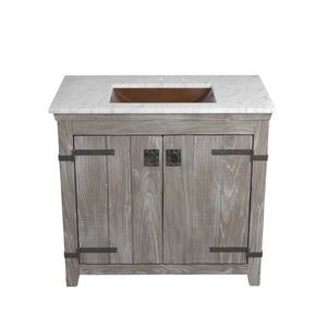 Alternate Image for Native Trails 36" Americana Vanity in Driftwood with Carrara Marble Top and Avila in Antique, 8" Widespread Faucet Holes, BND36-VB-CT-CP-008