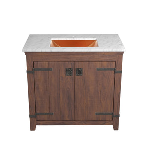 Alternate Image for Native Trails 36" Americana Vanity in Chestnut with Carrara Marble Top and Avila in Polished Copper, Single Faucet Hole, BND36-VB-CT-CP-011