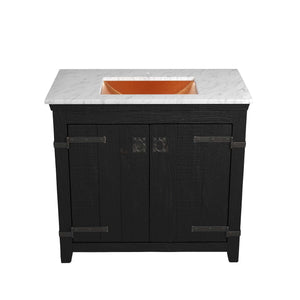 Alternate Image for Native Trails 36" Americana Vanity in Anvil with Carrara Marble Top and Avila in Polished Copper, Single Faucet Hole, BND36-VB-CT-CP-013