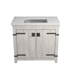 Alternate Image for Native Trails 36" Americana Vanity in Whitewash with Carrara Marble Top and Avila in Brushed Nickel, 8" Widespread Faucet Holes, BND36-VB-CT-CP-018
