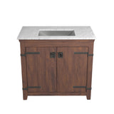 Native Trails 36" Americana Vanity in Chestnut with Carrara Marble Top and Avila in Brushed Nickel, Single Faucet Hole, BND36-VB-CT-CP-019