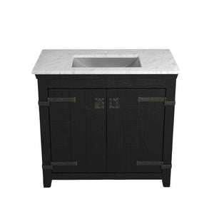 Alternate Image for Native Trails 36" Americana Vanity in Anvil with Carrara Marble Top and Avila in Brushed Nickel, Single Faucet Hole, BND36-VB-CT-CP-021