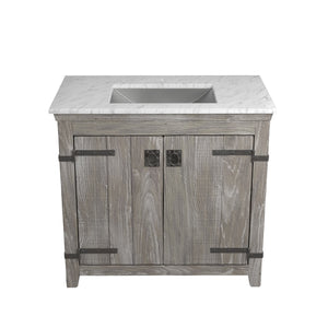 Alternate Image for Native Trails 36" Americana Vanity in Driftwood with Carrara Marble Top and Avila in Brushed Nickel, Single Faucet Hole, BND36-VB-CT-CP-023