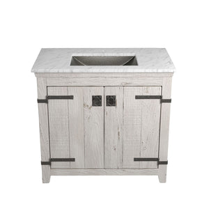 Alternate Image for Native Trails 36" Americana Vanity in Whitewash with Carrara Marble Top and Avila in Polished Nickel, Single Faucet Hole, BND36-VB-CT-CP-025