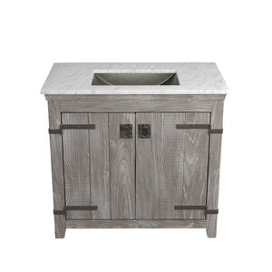Alternate Image for Native Trails 36" Americana Vanity in Driftwood with Carrara Marble Top and Avila in Polished Nickel, 8" Widespread Faucet Holes, BND36-VB-CT-CP-032