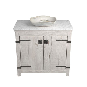 Alternate Image for Native Trails 36" Americana Vanity in Whitewash with Carrara Marble Top and Lido in Abalone, No Faucet Hole, BND36-VB-CT-MG-002
