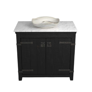 Alternate Image for Native Trails 36" Americana Vanity in Anvil with Carrara Marble Top and Lido in Abalone, No Faucet Hole, BND36-VB-CT-MG-006