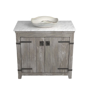 Alternate Image for Native Trails 36" Americana Vanity in Driftwood with Carrara Marble Top and Lido in Abalone, Single Faucet Hole, BND36-VB-CT-MG-007