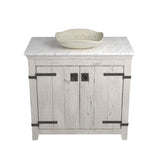 Native Trails 36" Americana Vanity in Whitewash with Carrara Marble Top and Lido in Beachcomber, Single Faucet Hole, BND36-VB-CT-MG-017