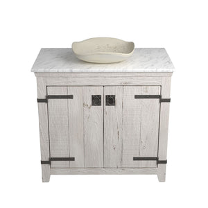 Alternate Image for Native Trails 36" Americana Vanity in Whitewash with Carrara Marble Top and Lido in Beachcomber, No Faucet Hole, BND36-VB-CT-MG-018