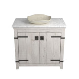 Native Trails 36" Americana Vanity in Whitewash with Carrara Marble Top and Lido in Beachcomber, No Faucet Hole, BND36-VB-CT-MG-018