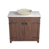 Native Trails 36" Americana Vanity in Chestnut with Carrara Marble Top and Lido in Beachcomber, Single Faucet Hole, BND36-VB-CT-MG-019
