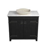 Native Trails 36" Americana Vanity in Anvil with Carrara Marble Top and Lido in Beachcomber, Single Faucet Hole, BND36-VB-CT-MG-021
