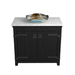 Alternate Image for Native Trails 36" Americana Vanity in Anvil with Carrara Marble Top and Lido in Shoreline, Single Faucet Hole, BND36-VB-CT-MG-029
