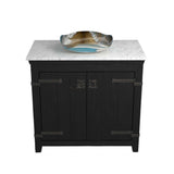 Native Trails 36" Americana Vanity in Anvil with Carrara Marble Top and Lido in Shoreline, No Faucet Hole, BND36-VB-CT-MG-030