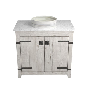 Alternate Image for Native Trails 36" Americana Vanity in Whitewash with Carrara Marble Top and Positano in Abalone, No Faucet Hole, BND36-VB-CT-MG-034