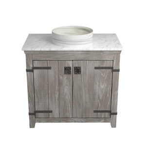 Alternate Image for Native Trails 36" Americana Vanity in Driftwood with Carrara Marble Top and Positano in Abalone, No Faucet Hole, BND36-VB-CT-MG-040