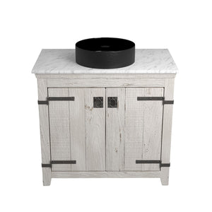 Alternate Image for Native Trails 36" Americana Vanity in Whitewash with Carrara Marble Top and Positano in Abyss, No Faucet Hole, BND36-VB-CT-MG-042
