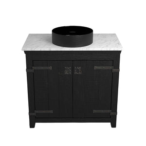 Alternate Image for Native Trails 36" Americana Vanity in Anvil with Carrara Marble Top and Positano in Abyss, Single Faucet Hole, BND36-VB-CT-MG-045