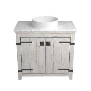 Alternate Image for Native Trails 36" Americana Vanity in Whitewash with Carrara Marble Top and Positano in Bianco, No Faucet Hole, BND36-VB-CT-MG-050