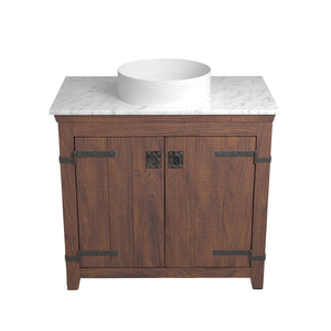 Alternate Image for Native Trails 36" Americana Vanity in Chestnut with Carrara Marble Top and Positano in Bianco, Single Faucet Hole, BND36-VB-CT-MG-051